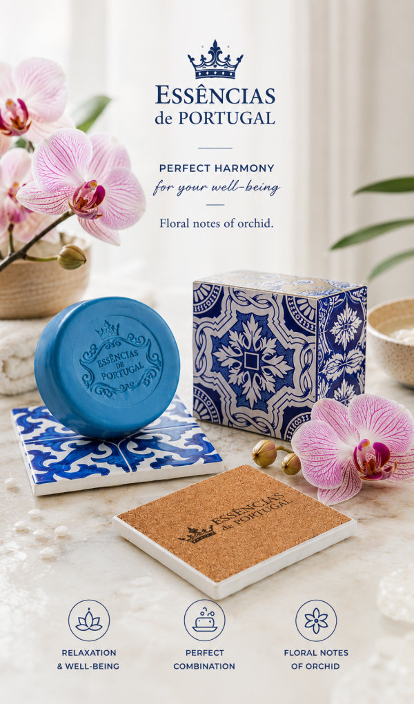 Azulejaria soap set with Portuguese tile pattern