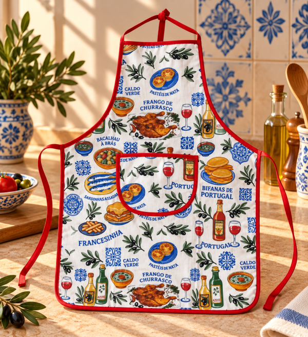 Portuguese red kitchen apron