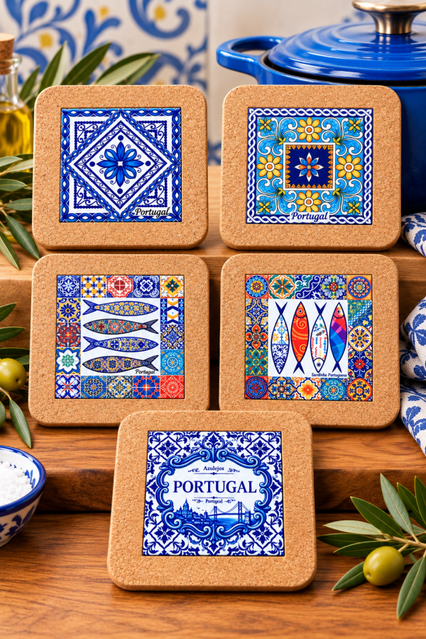 Azulejo Cork Trivet – 10 x 10 cm | Portuguese Design