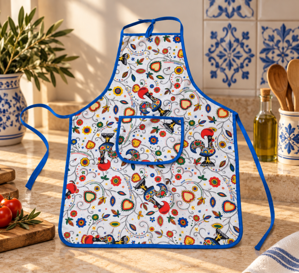 Portuguese kitchen apron blue