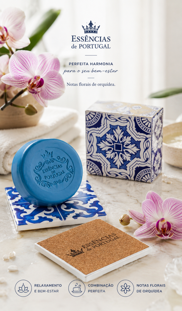 Conjunto de sabonetes Azulejaria com padrão de azulejo português